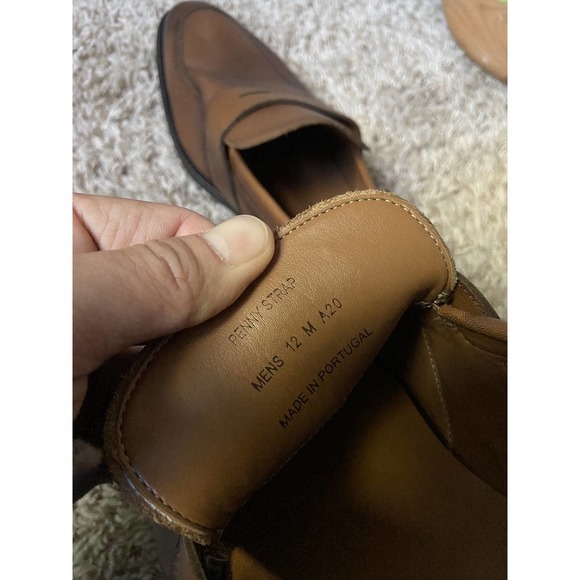 $368 Saks Fifth Avenue Brown Leather Penny Strap Loafers Slip On Shoes Size 12 main image 4